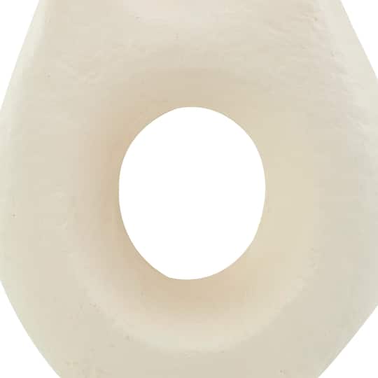 14" Beige Paper Mache Abstract Double Opening Vase